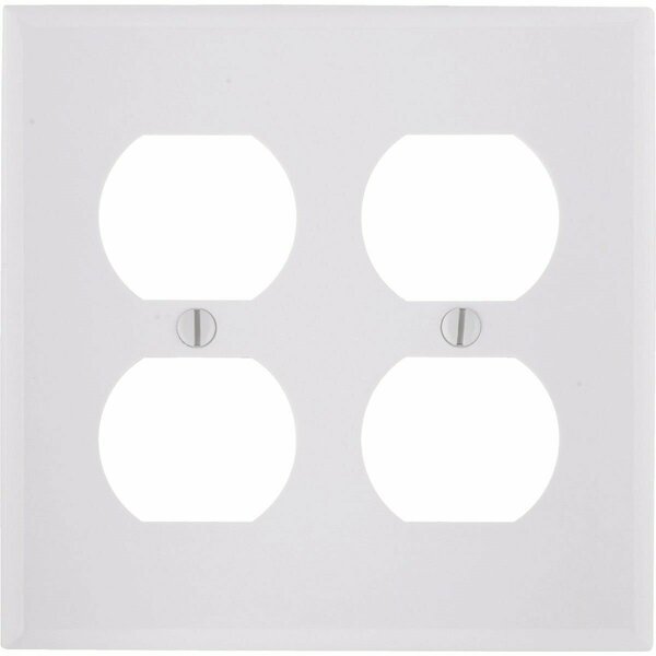 Leviton 2-Gang Smooth Plastic Outlet Wall Plate, White 001-88016